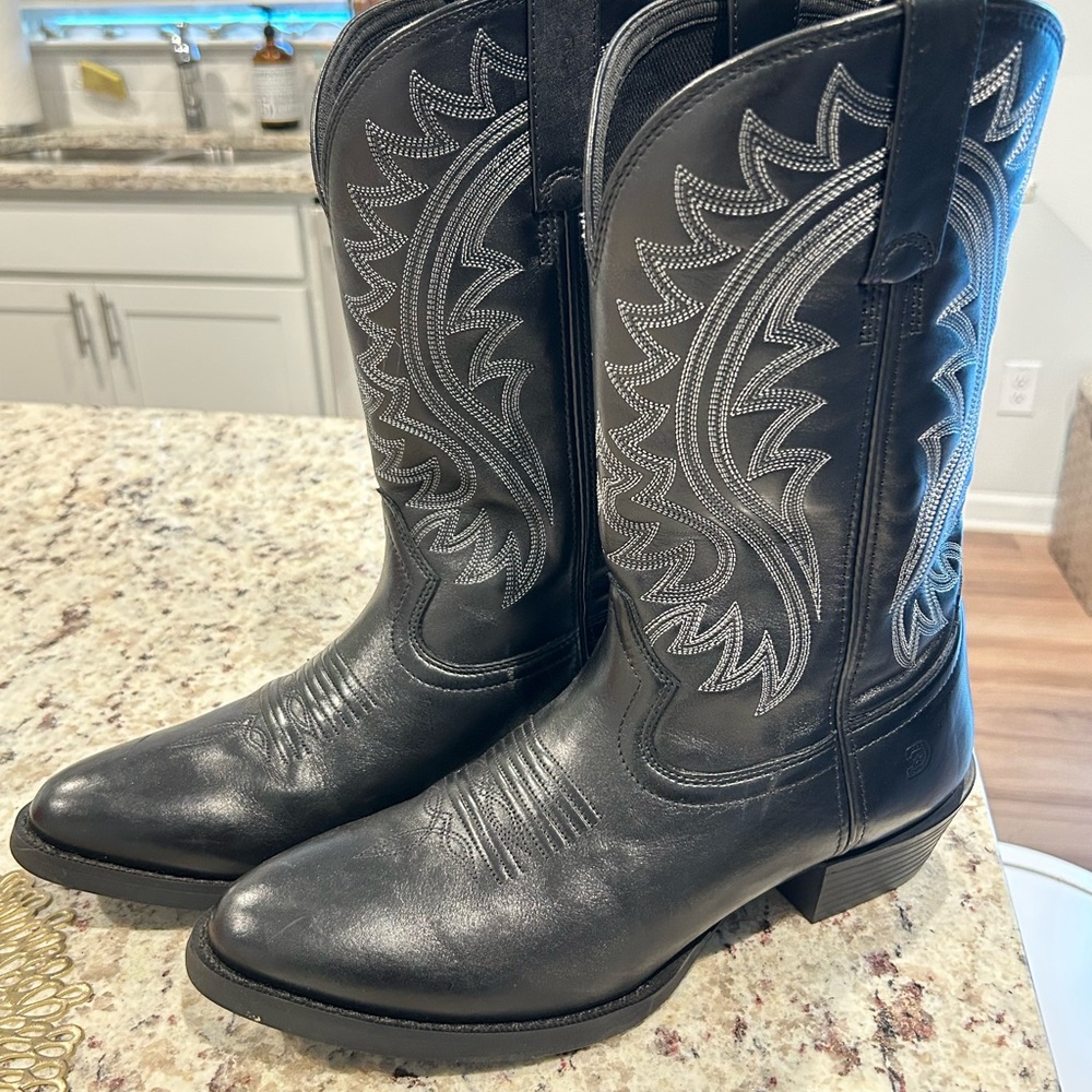 Durango Black Western Boots with Silver Stitching